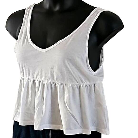 NWOT Abound White Sleeveless Babydoll Peplum Tank Top - Size Medium - Picture 3 of 5
